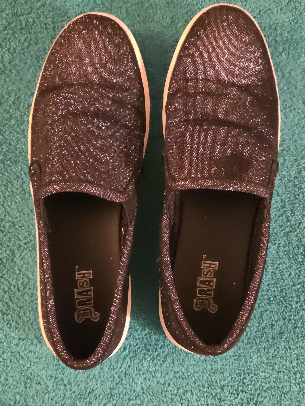 Brash Women's Black Glitter Slip-On Sneakers